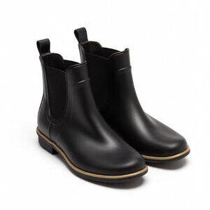 Kate Spade Giana Chelsea Rain Boots Black Gold Size 6/7